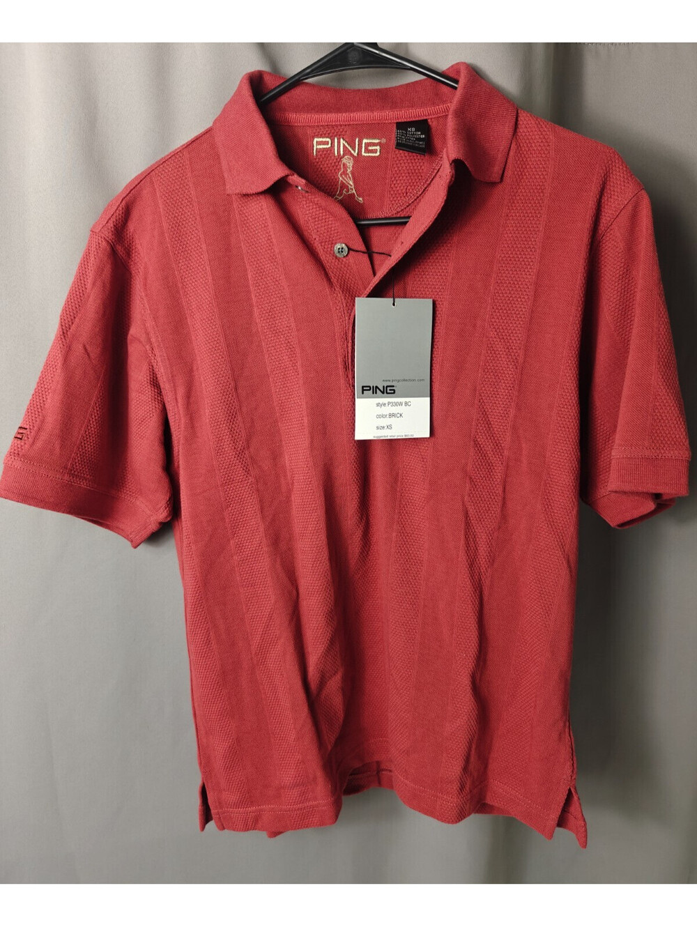 PING Dry Fiber Dynamics Men's Polo Shirt XS Brick Red Performance Golf NWT